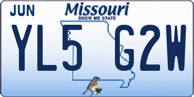 MO license plate YL5G2W