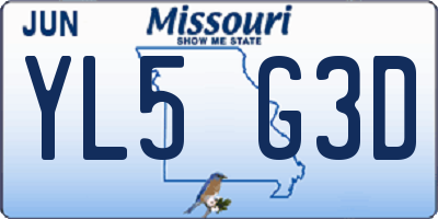 MO license plate YL5G3D