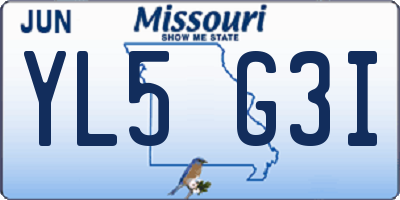 MO license plate YL5G3I