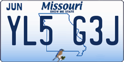 MO license plate YL5G3J