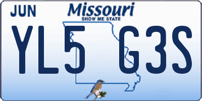 MO license plate YL5G3S