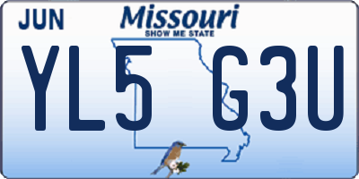 MO license plate YL5G3U