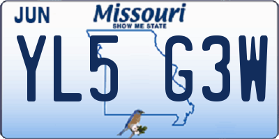 MO license plate YL5G3W