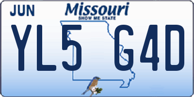MO license plate YL5G4D