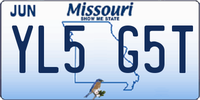 MO license plate YL5G5T