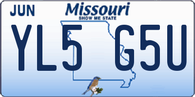 MO license plate YL5G5U