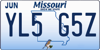MO license plate YL5G5Z