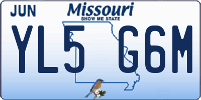 MO license plate YL5G6M