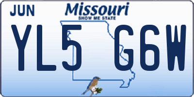 MO license plate YL5G6W