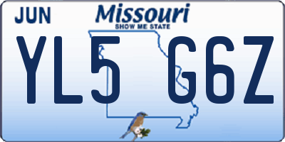 MO license plate YL5G6Z