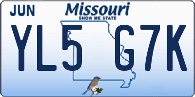 MO license plate YL5G7K