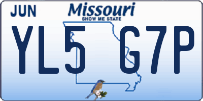 MO license plate YL5G7P