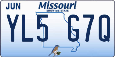 MO license plate YL5G7Q