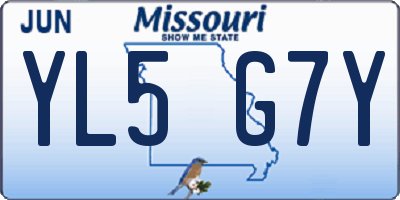 MO license plate YL5G7Y