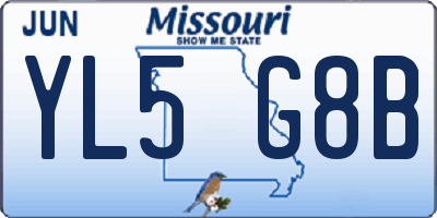 MO license plate YL5G8B