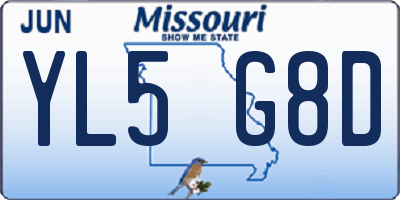 MO license plate YL5G8D