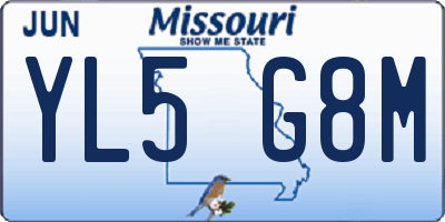 MO license plate YL5G8M