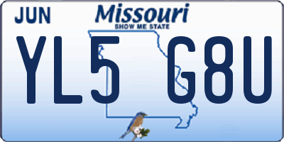 MO license plate YL5G8U