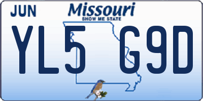 MO license plate YL5G9D