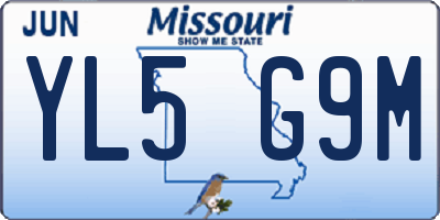 MO license plate YL5G9M