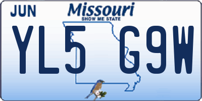 MO license plate YL5G9W