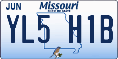 MO license plate YL5H1B