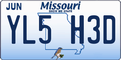 MO license plate YL5H3D