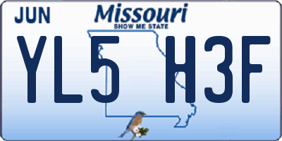 MO license plate YL5H3F