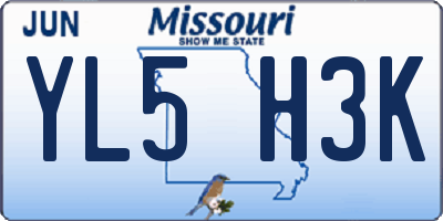 MO license plate YL5H3K