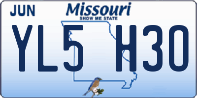 MO license plate YL5H3O
