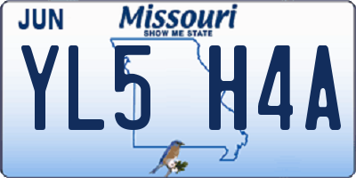 MO license plate YL5H4A