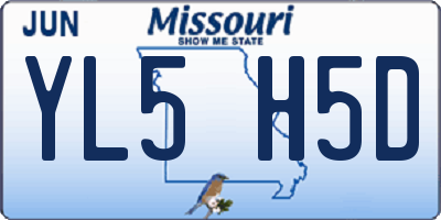 MO license plate YL5H5D