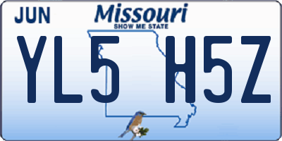 MO license plate YL5H5Z