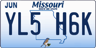 MO license plate YL5H6K