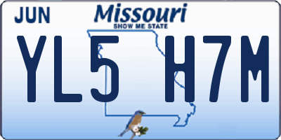 MO license plate YL5H7M