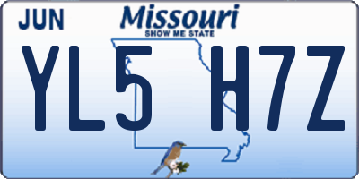 MO license plate YL5H7Z