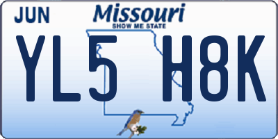 MO license plate YL5H8K