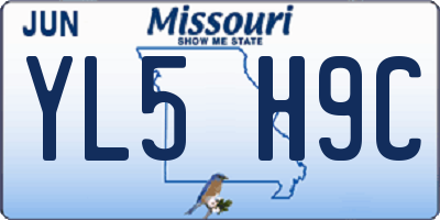 MO license plate YL5H9C
