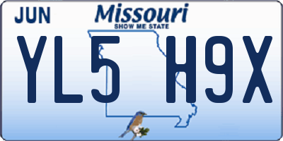 MO license plate YL5H9X