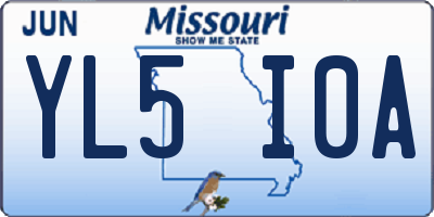 MO license plate YL5I0A