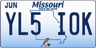 MO license plate YL5I0K