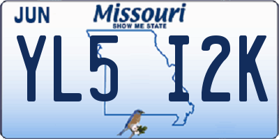 MO license plate YL5I2K