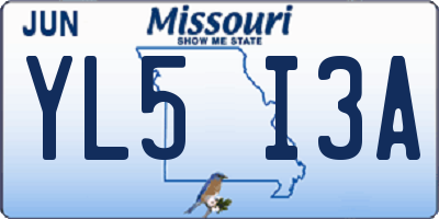 MO license plate YL5I3A