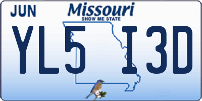MO license plate YL5I3D