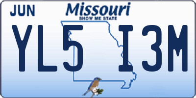 MO license plate YL5I3M