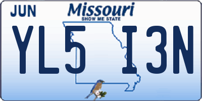 MO license plate YL5I3N