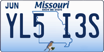MO license plate YL5I3S