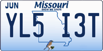 MO license plate YL5I3T