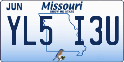 MO license plate YL5I3U