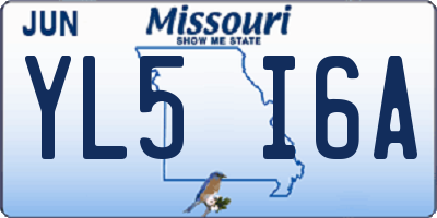 MO license plate YL5I6A